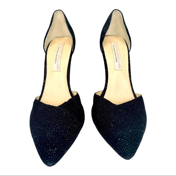 Kristin Cavallari Chinese Laundry Glass Beaded Stilettos Black Caviar Leather 9 - Picture 5 of 10